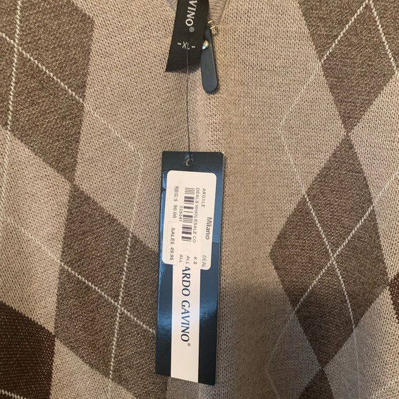 Leonardo Gavino Brown Argyle Sweater in size XL - Picture 6 of 6